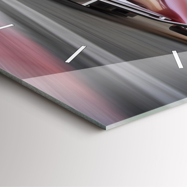 Square glass wall clock Sports racing car