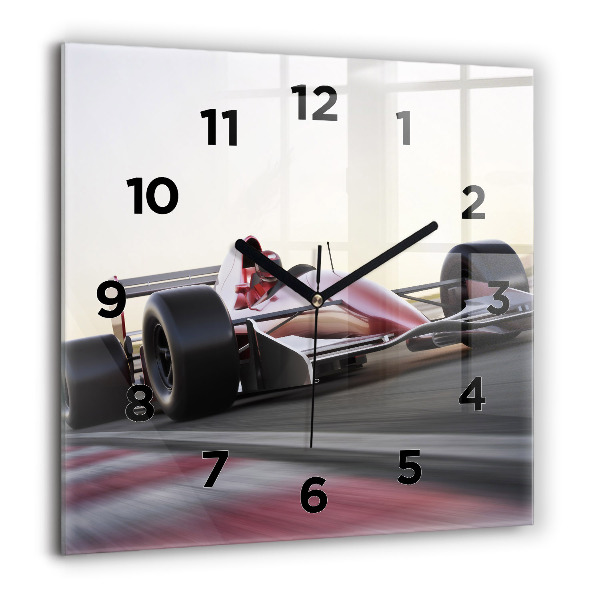 Square glass wall clock Sports racing car