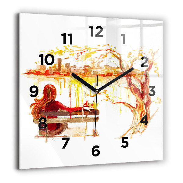 Square glass wall clock Autumn Landscape