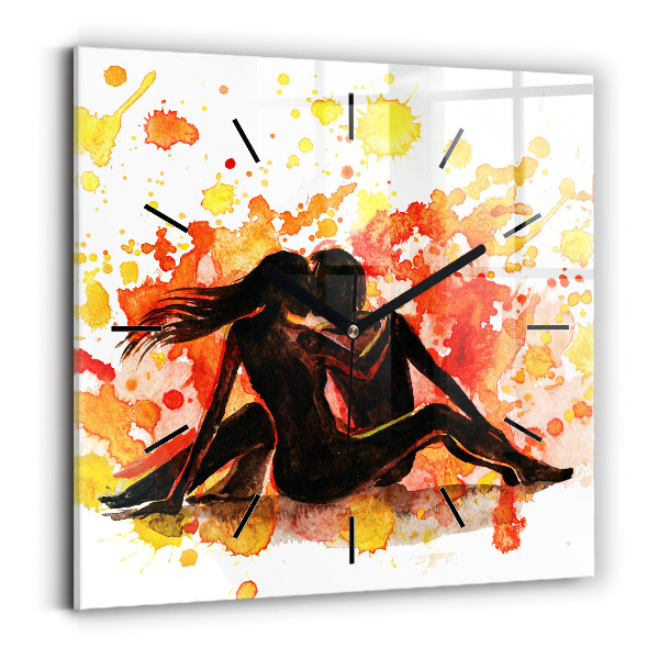 Square glass wall clock Love and a couple in love