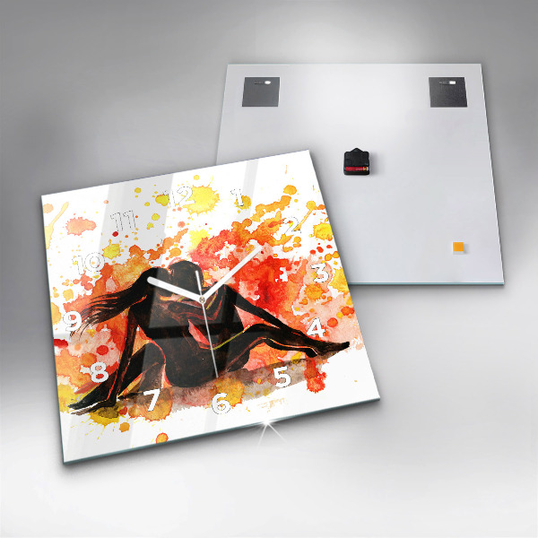 Square glass wall clock Love and a couple in love