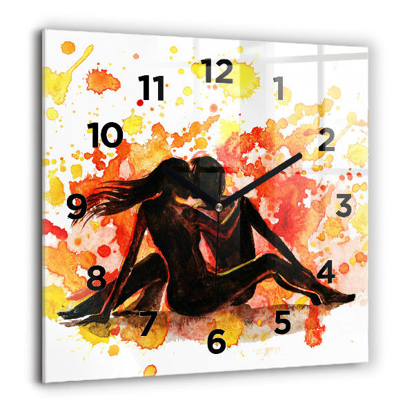 Square glass wall clock Love and a couple in love