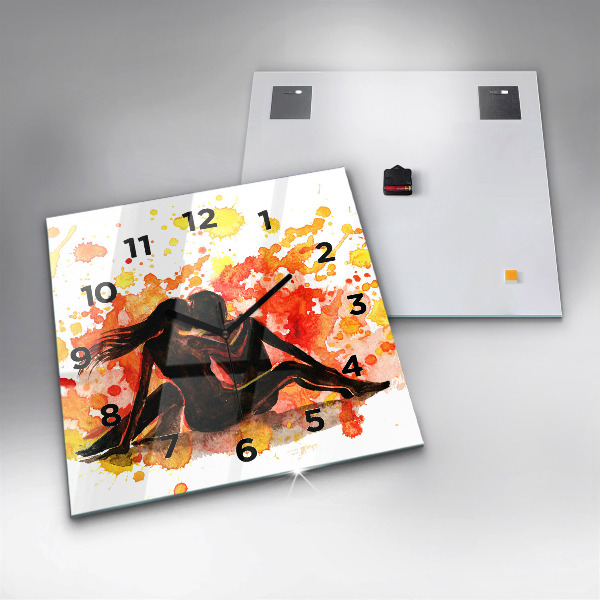 Square glass wall clock Love and a couple in love