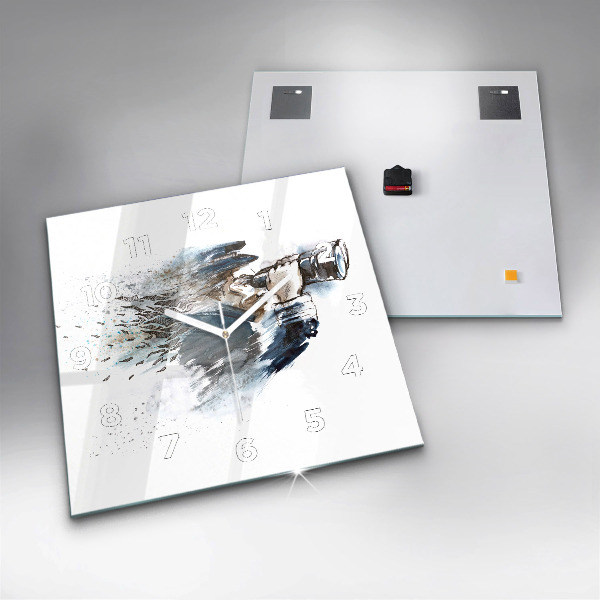 Square glass wall clock Captain with binoculars