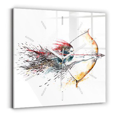 Square glass wall clock A warrior on the hunt