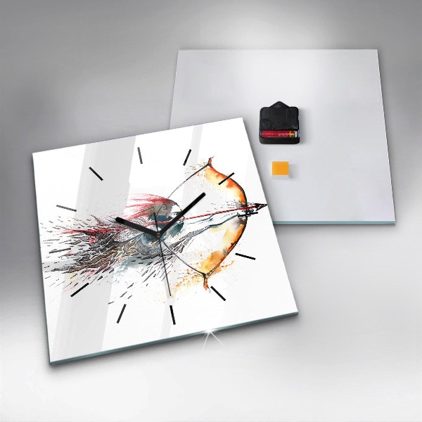 Square glass wall clock A warrior on the hunt