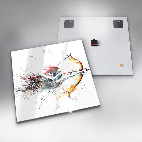 Square glass wall clock A warrior on the hunt
