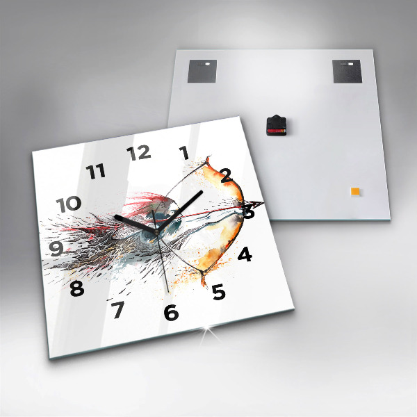 Square glass wall clock A warrior on the hunt
