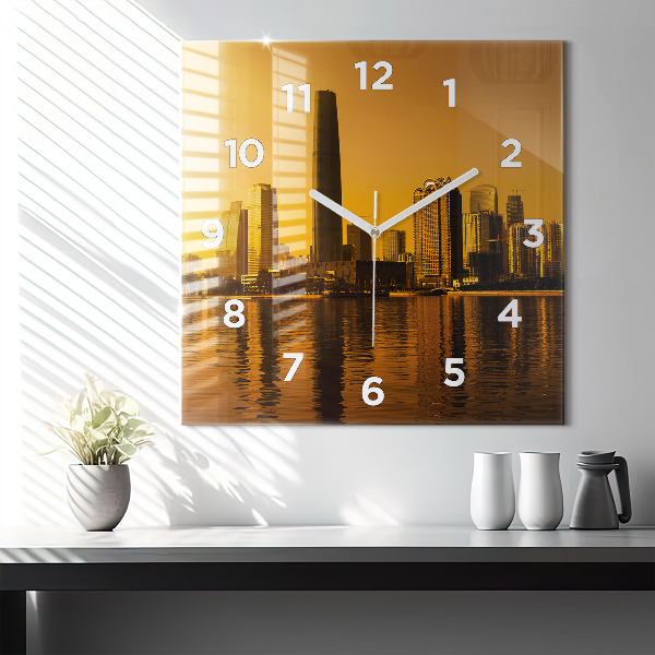 Square glass wall clock Zhujiang River China
