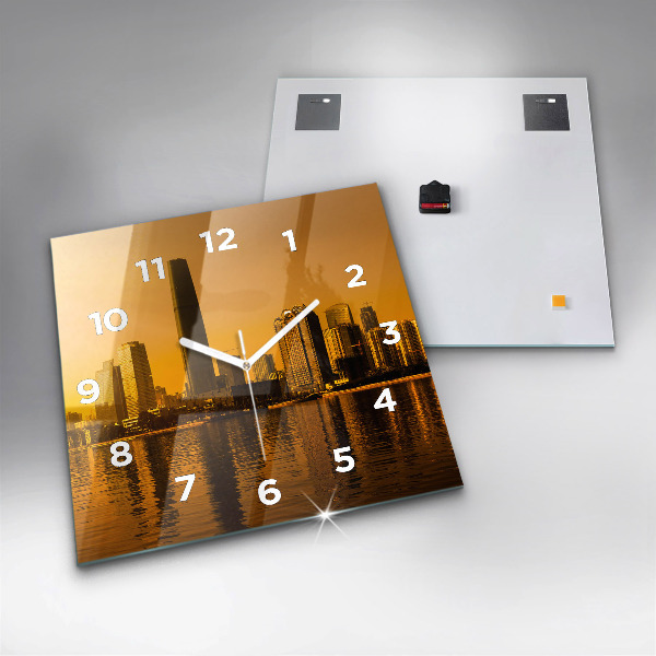 Square glass wall clock Zhujiang River China