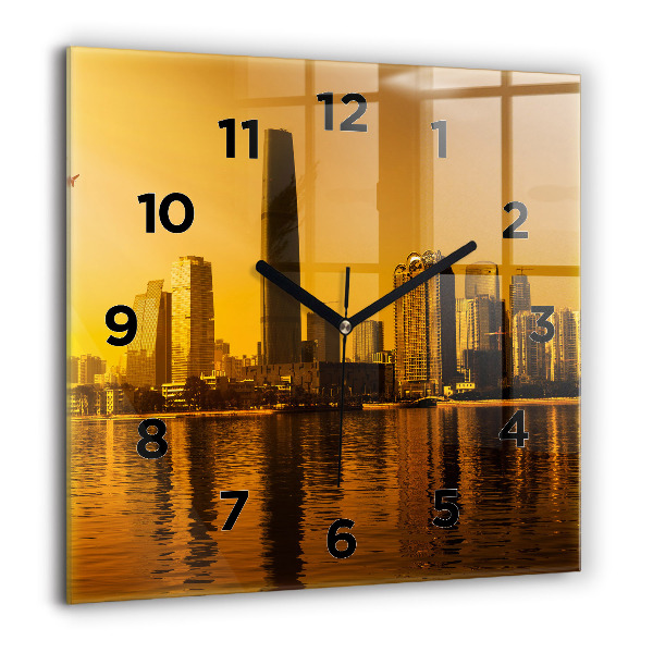 Square glass wall clock Zhujiang River China