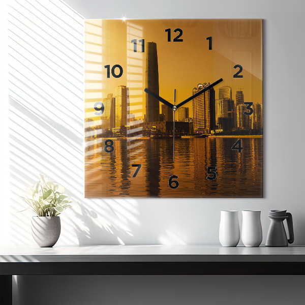 Square glass wall clock Zhujiang River China