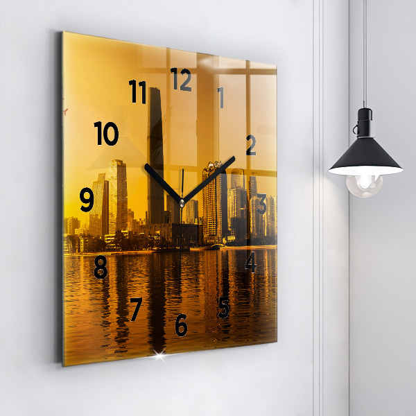 Square glass wall clock Zhujiang River China
