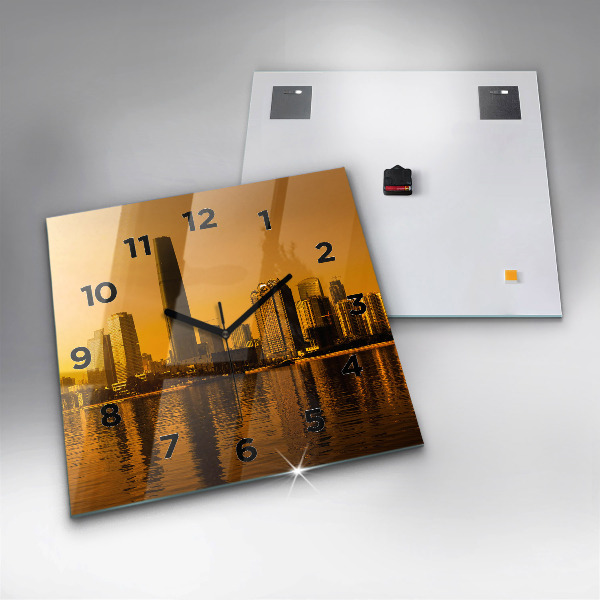Square glass wall clock Zhujiang River China