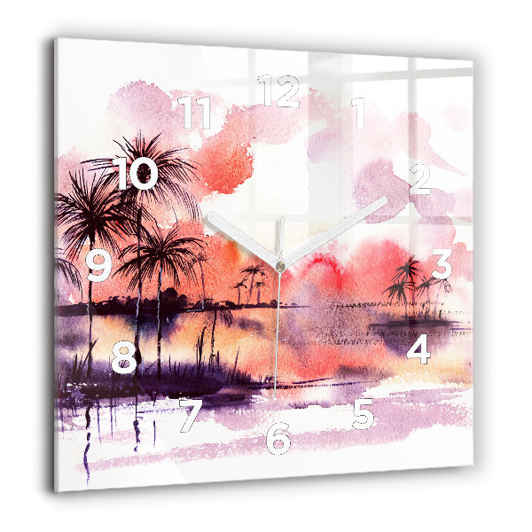 Square glass wall clock Tropical Landscape