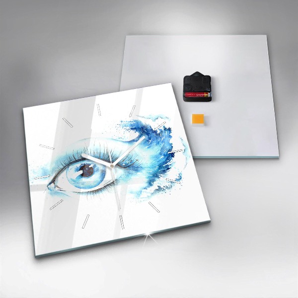 Square glass wall clock Sea Eye