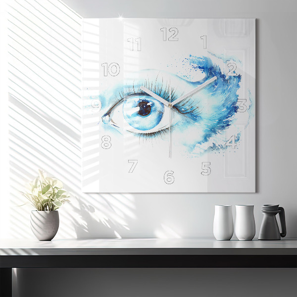 Square glass wall clock Sea Eye