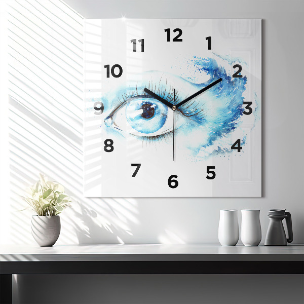 Square glass wall clock Sea Eye