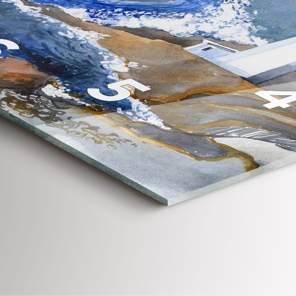 Square glass wall clock The sea and the lighthouse
