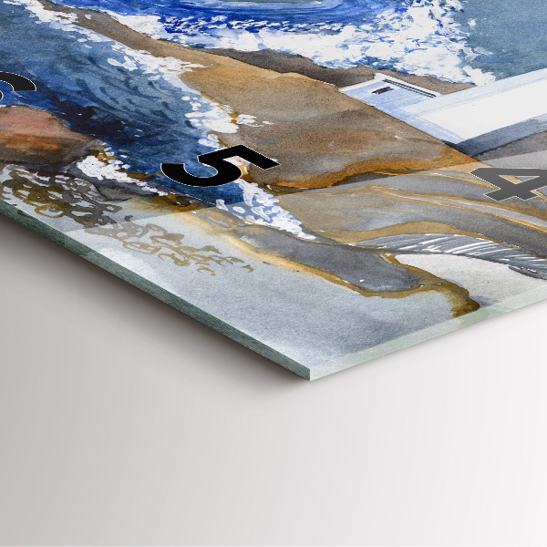 Square glass wall clock The sea and the lighthouse