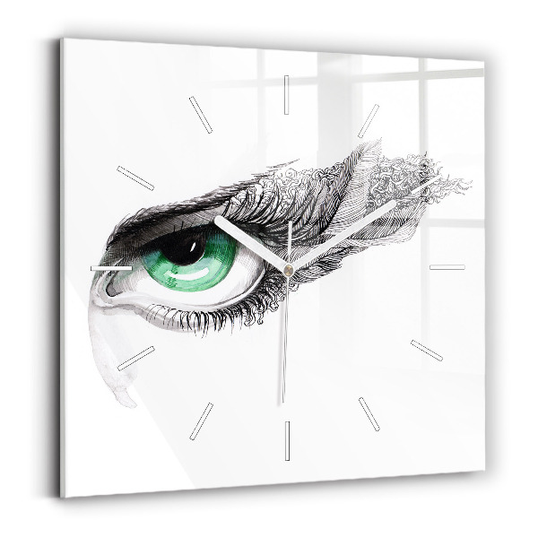 Square glass wall clock Abstraction of the human eye