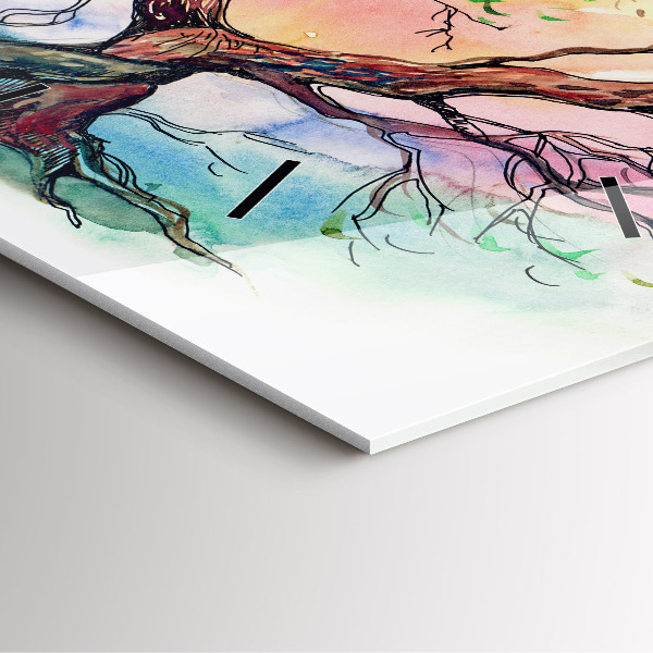Square glass wall clock Tree the heart of nature