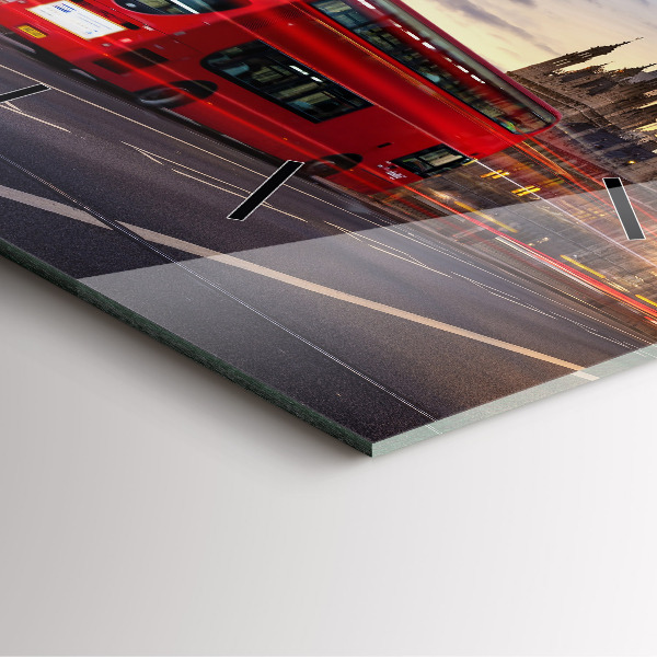 Square glass wall clock Red London Bus