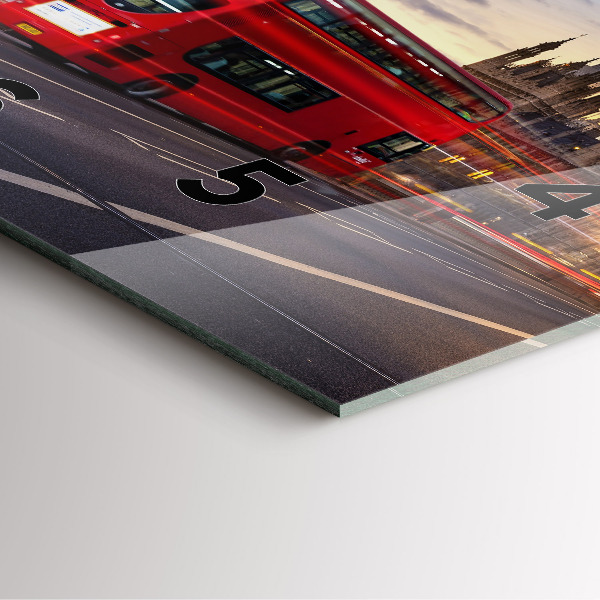 Square glass wall clock Red London Bus