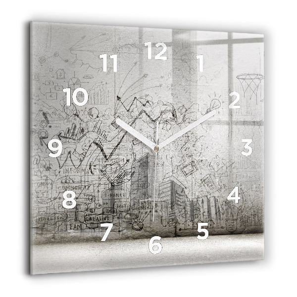 Square glass wall clock Sketch of the City