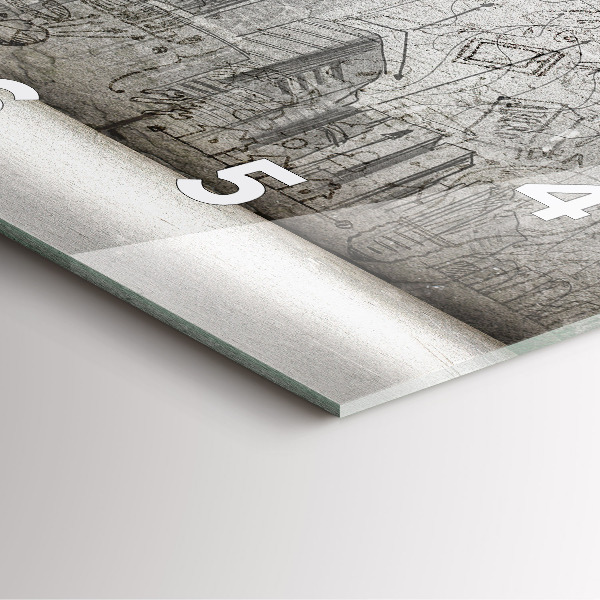 Square glass wall clock Sketch of the City