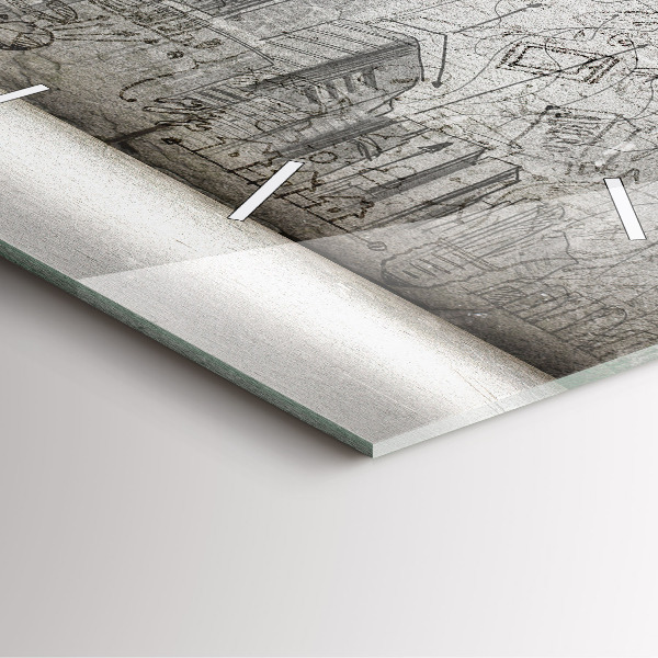 Square glass wall clock Sketch of the City