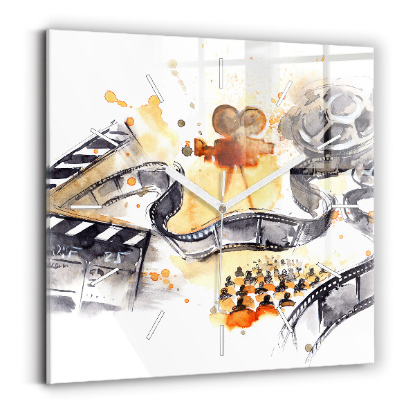 Square glass wall clock Cinematography camera