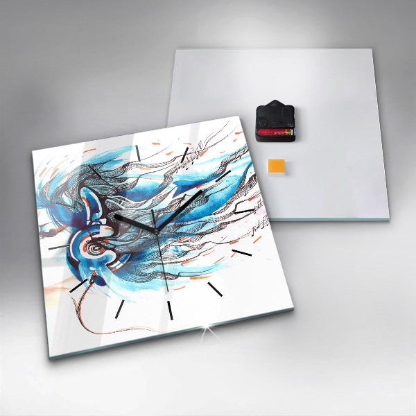 Square glass wall clock Illustration of a handset