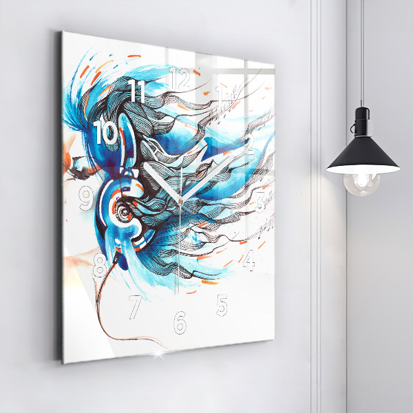 Square glass wall clock Illustration of a handset