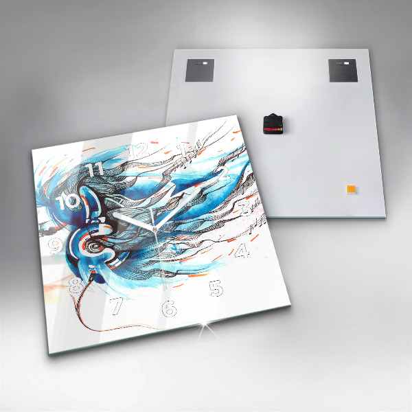 Square glass wall clock Illustration of a handset