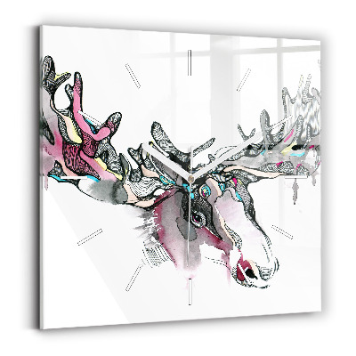 Square glass wall clock Moose abstract