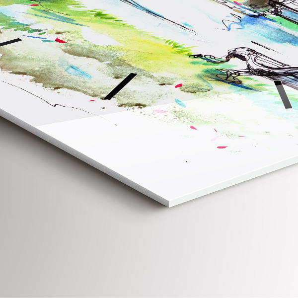 Square glass wall clock Picturesque spring