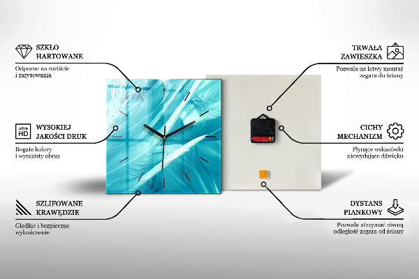 Square glass wall clock Picturesque spring