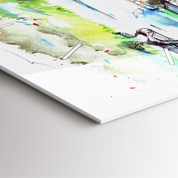 Square glass wall clock Picturesque spring