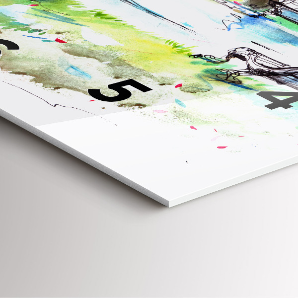 Square glass wall clock Picturesque spring