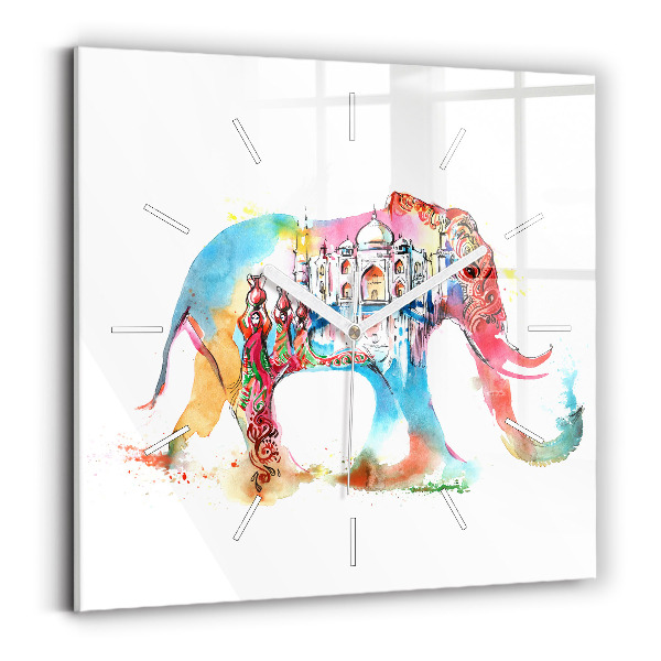 Square glass wall clock Indian Culture