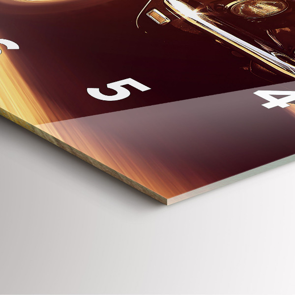 Square glass wall clock Classic old car