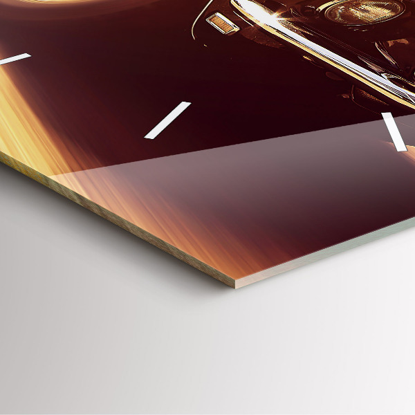 Square glass wall clock Classic old car