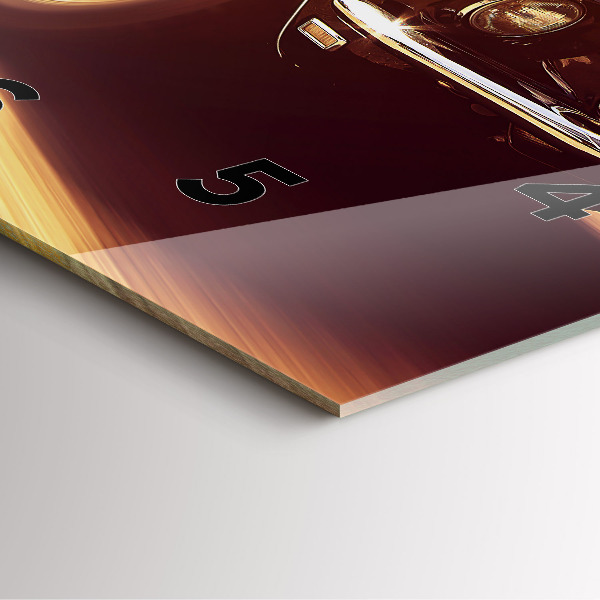 Square glass wall clock Classic old car