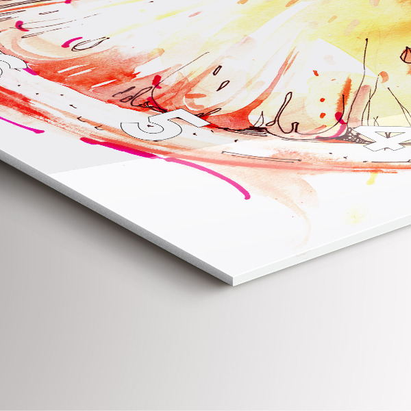 Square glass wall clock Painted orange