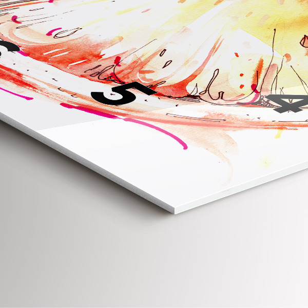 Square glass wall clock Painted orange