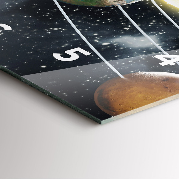 Square glass wall clock The solar system