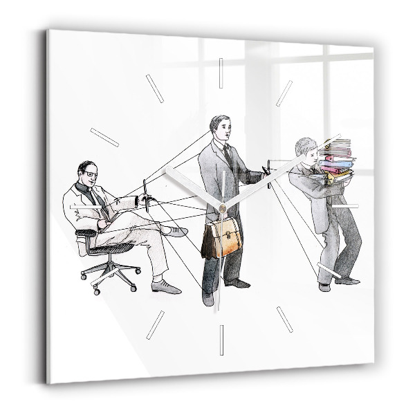 Square glass wall clock Puppet People