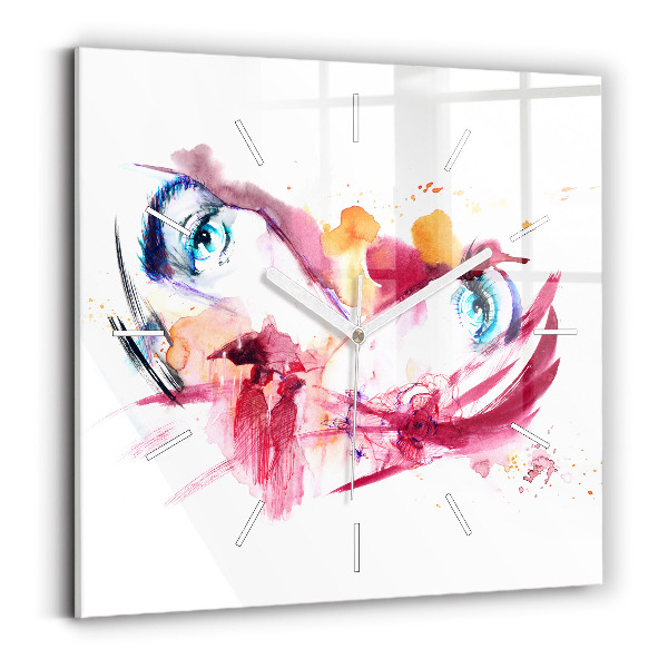 Square glass wall clock Romantic couple