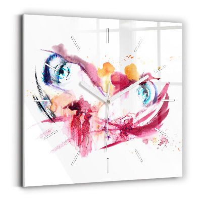 Square glass wall clock Romantic couple